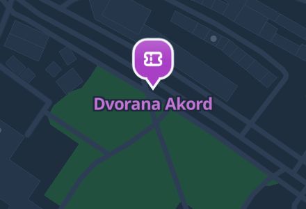 Dvorana Akord na tamnoj mapi sjedi.ba: isti pin i ime ispod njega