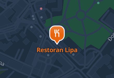 Restoran Lipa na tamnoj mapi sjedi.ba: isti pin i ime ispod njega